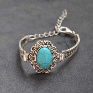 Hippe turquoise armband met hoge kwaliteit stalen omkapseling