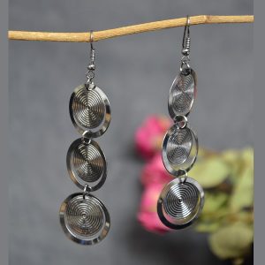 Luxe moderne zilver kleurige schijfjes oorbellen