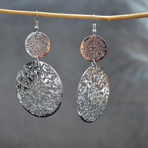 Grote ronde zilverkleurige opvallende oorbellen